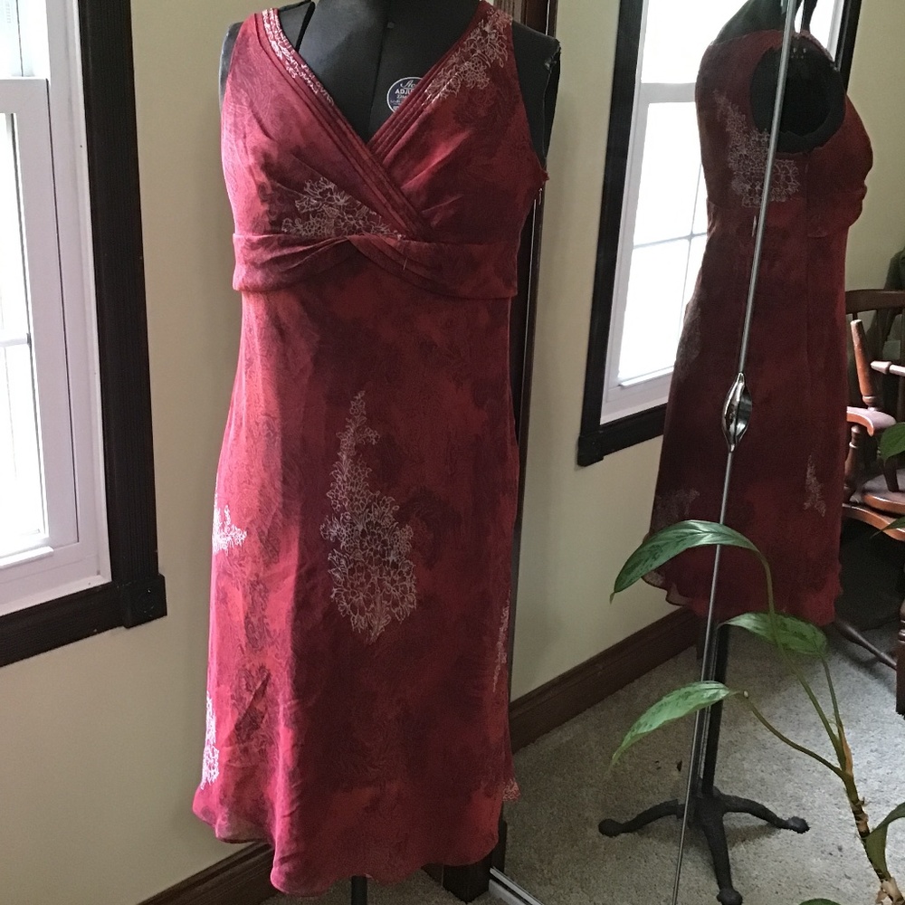 Crimson Chiffon Dress/Ann Taylor/8P
